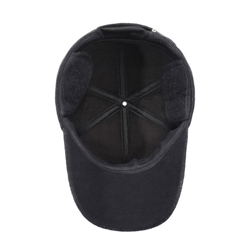Autumn Winter Men's Ear Protection Cotton Cap Velvet Warm Baseball Cap Middle-Aged and Elderly Outdoor Windproof Cold-Proof Cap