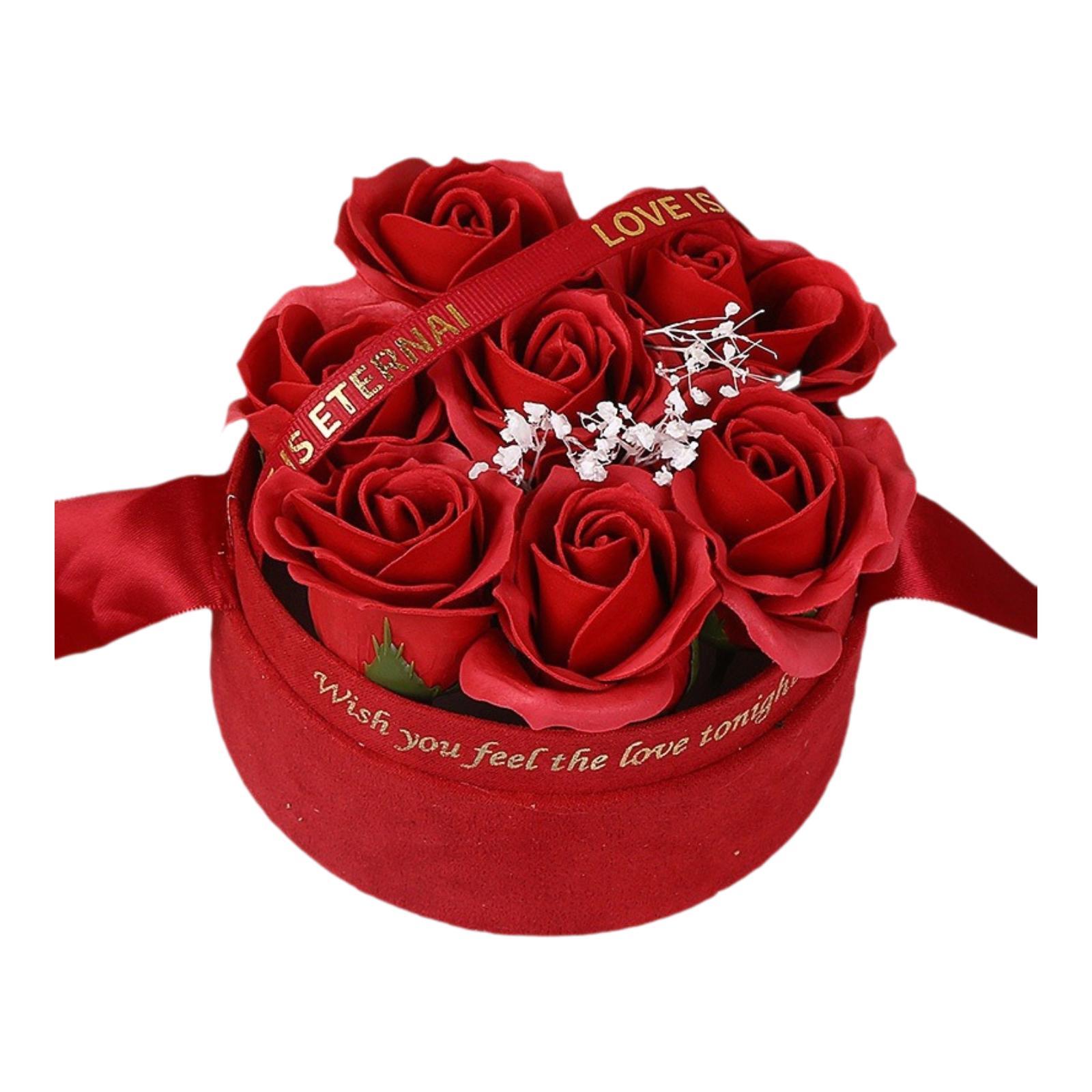 

Подарункова коробка з мильними трояндами Коробка з мильними квітами з подарунковим пакетом Новинка Коробка з мильними квітами для річниці Пропозиції Дня народження Дня матері червоний