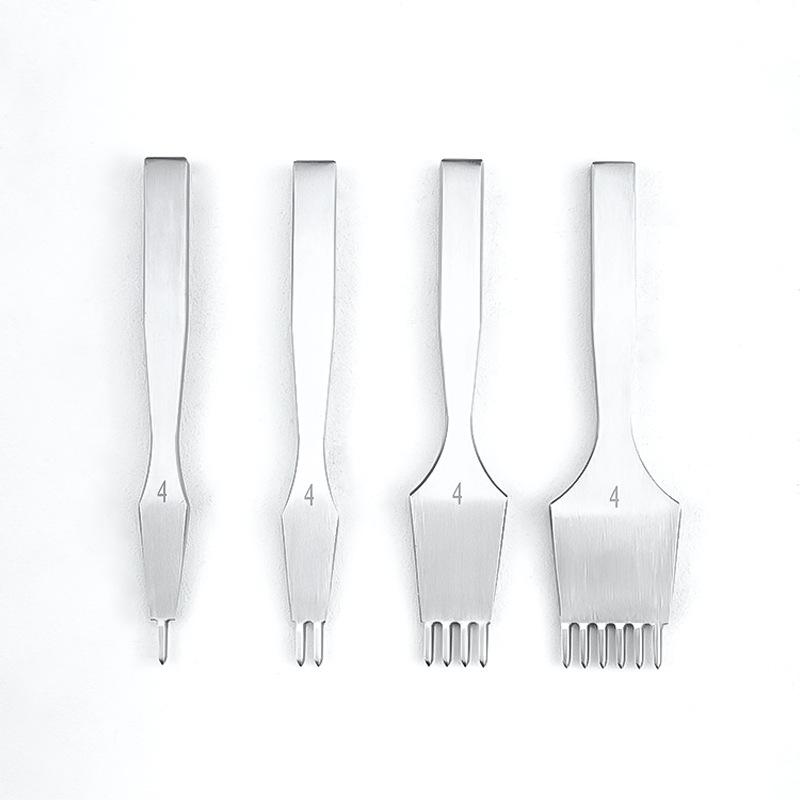 White Steel Diamond Awl for Leather Crafting – Polished 3/4/5mm Tooth Spacing, Handcrafted Stitching Hole Punch Tool