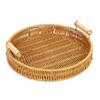 1Pcs Breakfast Bread Food Storage Tray Round Shape Plastic Rattan Threads Basket