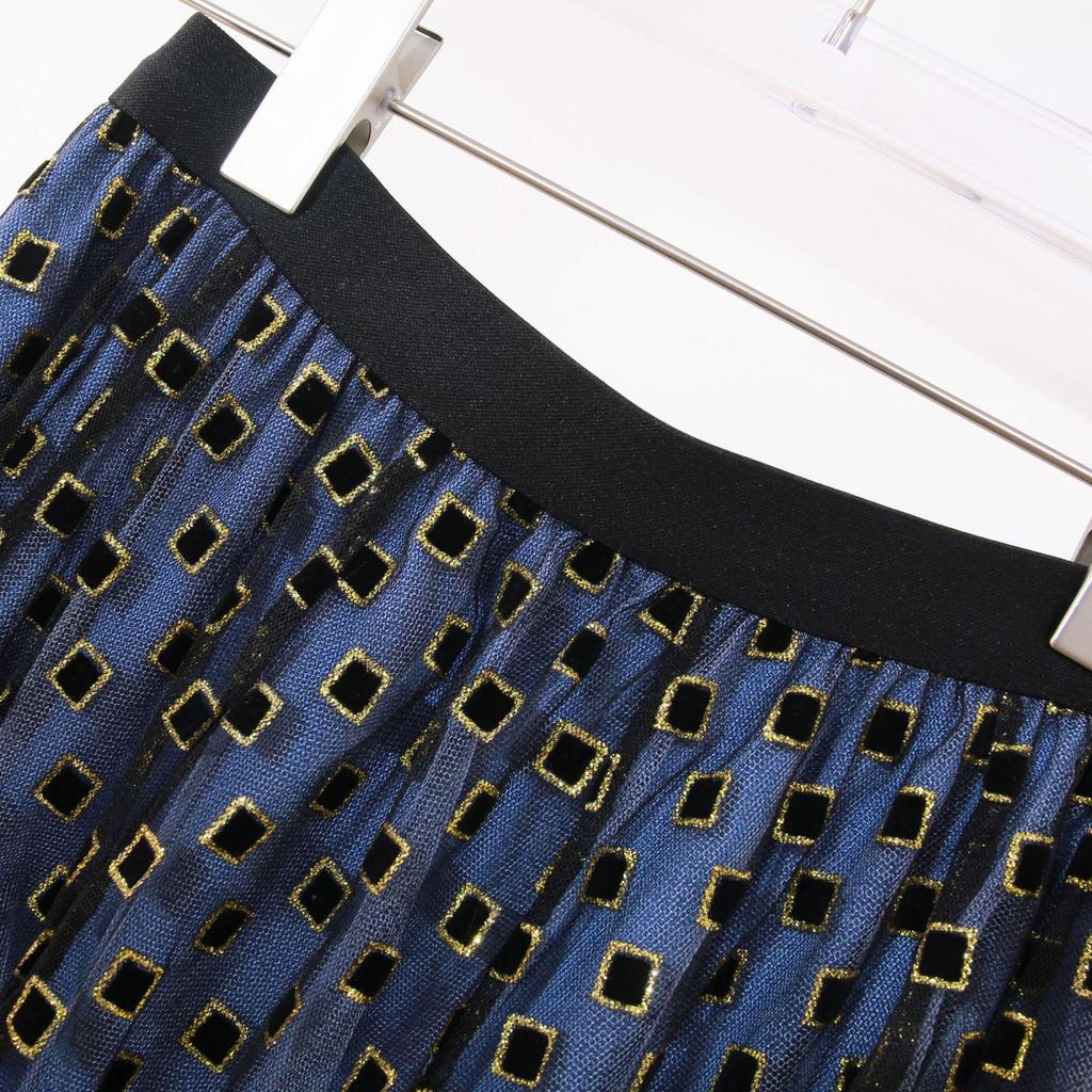 Dames Fluwelig Gaas Hoge Taille Rok - Lente/Herfst 2025 Middellange Gelaagde Rok