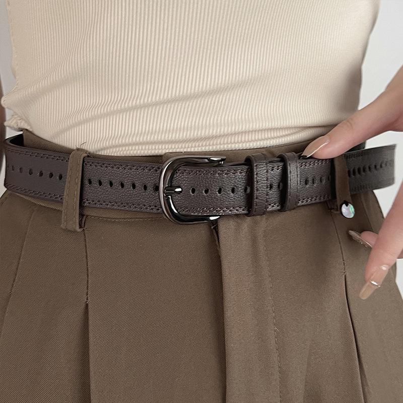 Women's Brown No-Punching Belt: Stylish and Versatile 2023 Jeans Accessory
