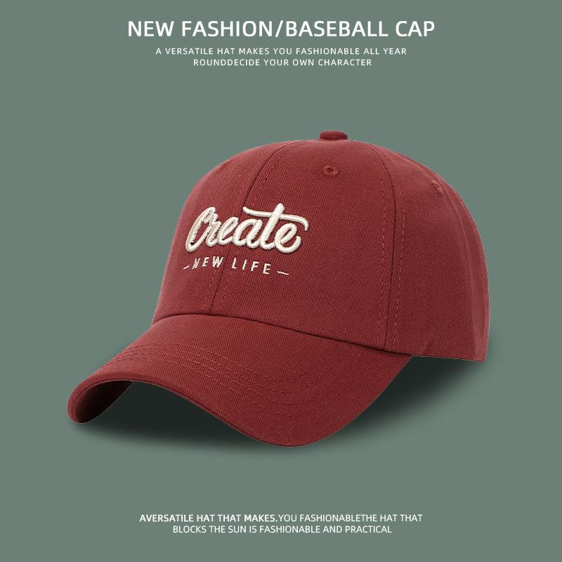 

Adjustable Unisex 3D Embroidery Retro Baseball Cap with Sunshade Protection Adjustable (55-58cm) вина червоного кольору