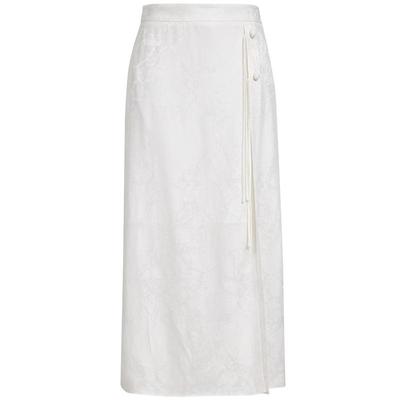 New Chinese Style Acetate Blend Slit Skirt