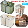 Dual-Section Cotton Swab Holder Clear Floss Dispenser Container Box with Lid Cotton Pads Organizer Plastic for Vanity Bathroom