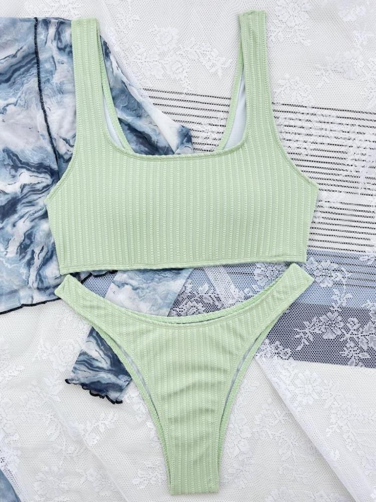 

2024 Новый Белый Бикини Женщины Сексуальный Черный Ребристый Пуш-Ап Микро Купальник Раздельный Женский Пляжный Купальный Костюм Из Двух Частей Купальники Твердые L зелёный