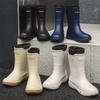 Men's Fashionable Waterproof Mid-Calf Non-Slip Rubber Boots - Warm Outdoor Short Boots