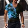 Oversized Animal T-shirt Unisex Black Tees Lion Print Shirts Pattern V-neck Tops Fashion Casual Short Sleeve Summer Unisex's Clothing