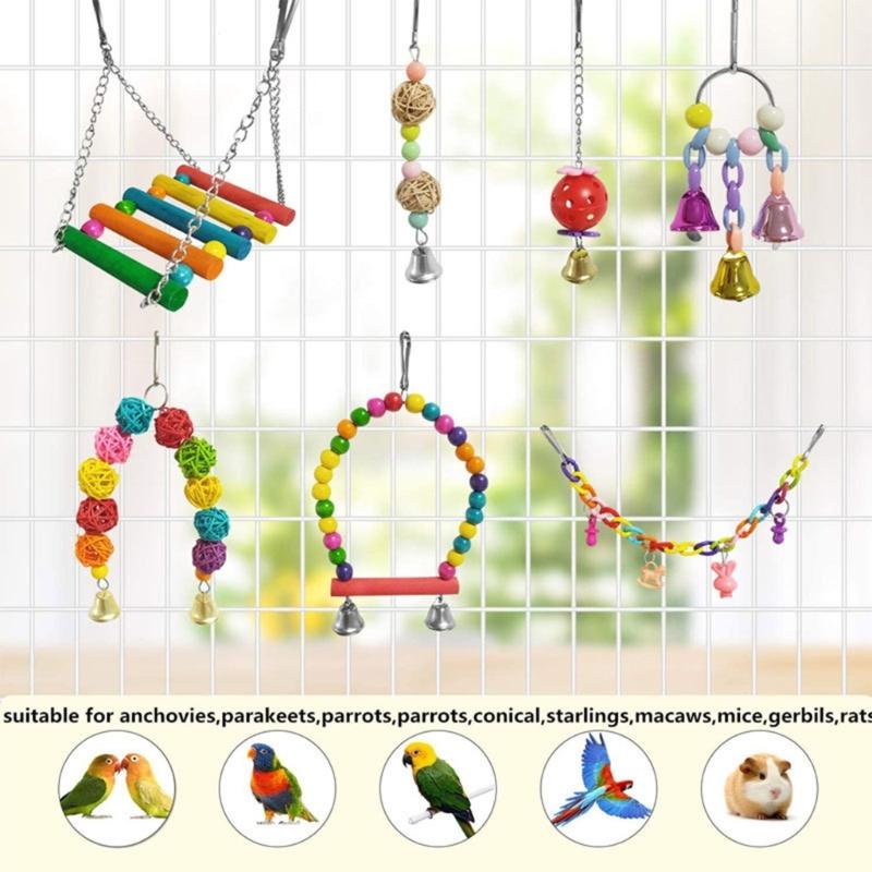 Parrot Toy Kit Bird Toy Accessories Bird Cage Toy For Parrots Birds Swing Chewing Bird Toy Parrot Bite Toy