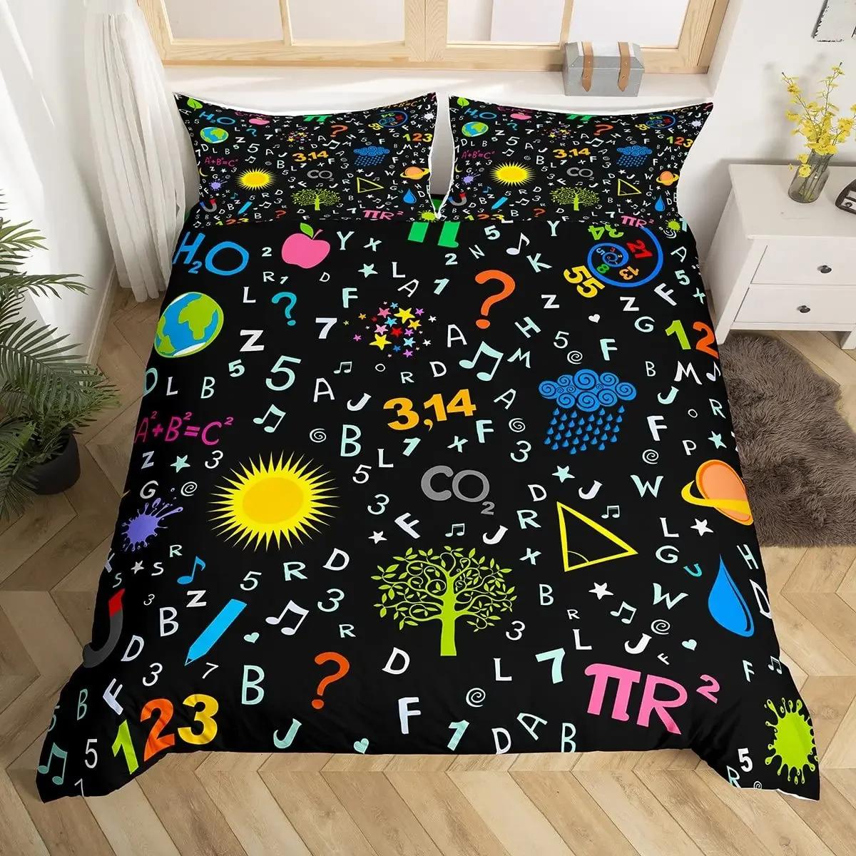 

Math Duvet Cover Computing Formula Bedding Set Watercolor Geometry Art Comforter Cover Mathematical Formula Bed Set Twin Queen EU Single(135*200cm)3pcs