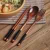 Japanese Wooden Chopsticks Fork Spoon Set Chinese Food Western Food Reusable Family Travel Chopsticks Fork Spoon Three-Piece Set