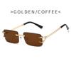 Fashion Rimless Square Double Bridge Sun Glasses Vintage Women Men Sunglasses UV400