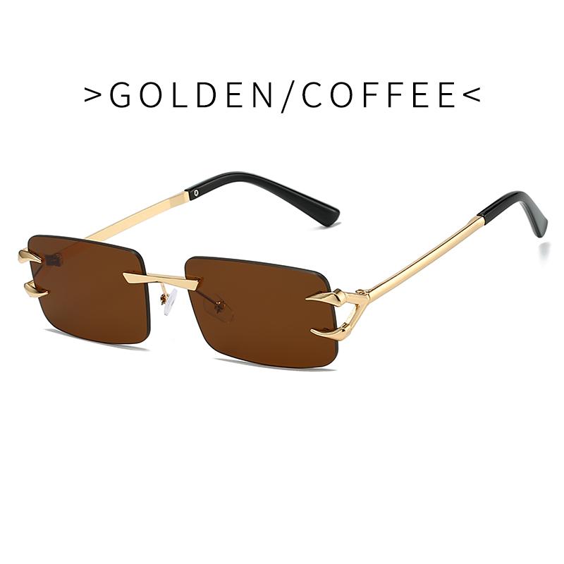 Fashion Rimless Square Double Bridge Sun Glasses Vintage Women Men Sunglasses UV400
