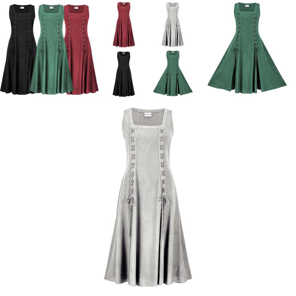Medieval Renaissance Linen Cosplay Dress With Polyester Blend For Halloween Fans And Cosplayers