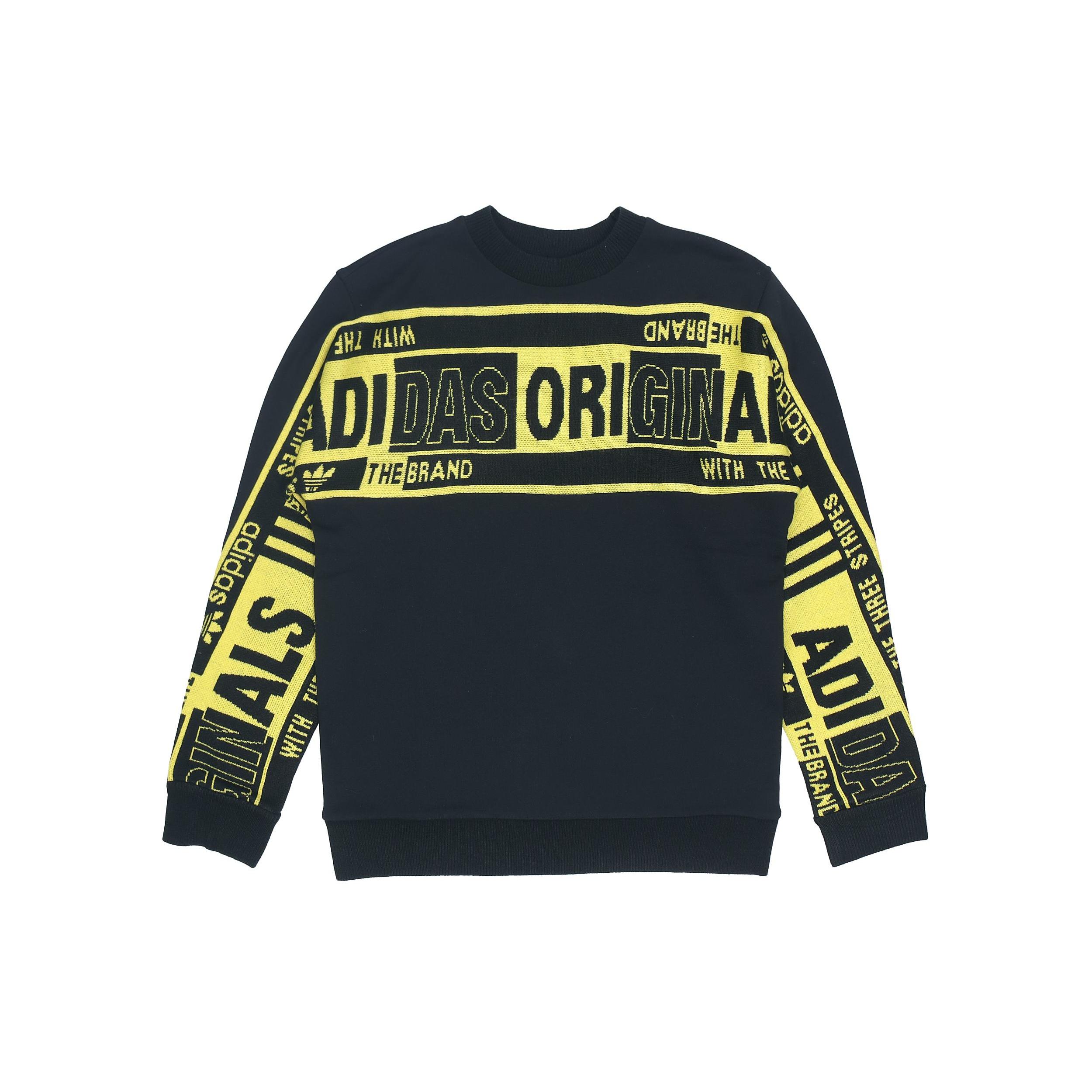 adidas originals Real Scarf Crew Casual Sports Round Neck Pullover Black Men s ED9357 S