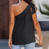 Women's Summer Tie One Shoulder Irregular Sleeveless Loose Shirt Casual Top
