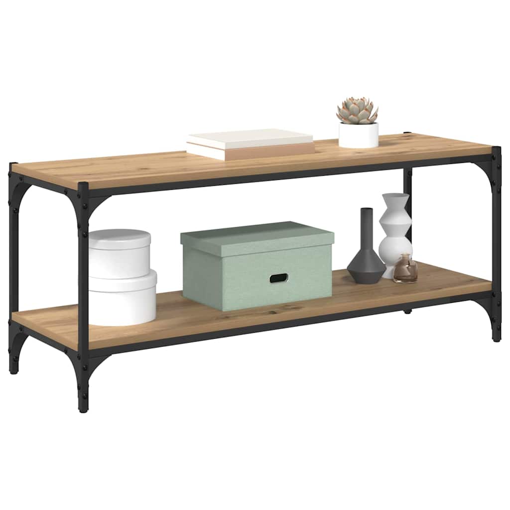 TV Cabinet Artisan Oak 100x33x41 Cm Engineered Wood and Iron