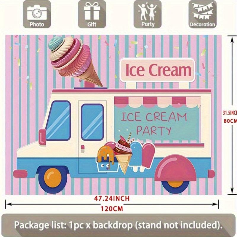 A banner themed around ice cream, which is perfect for decorating an ice cream party.