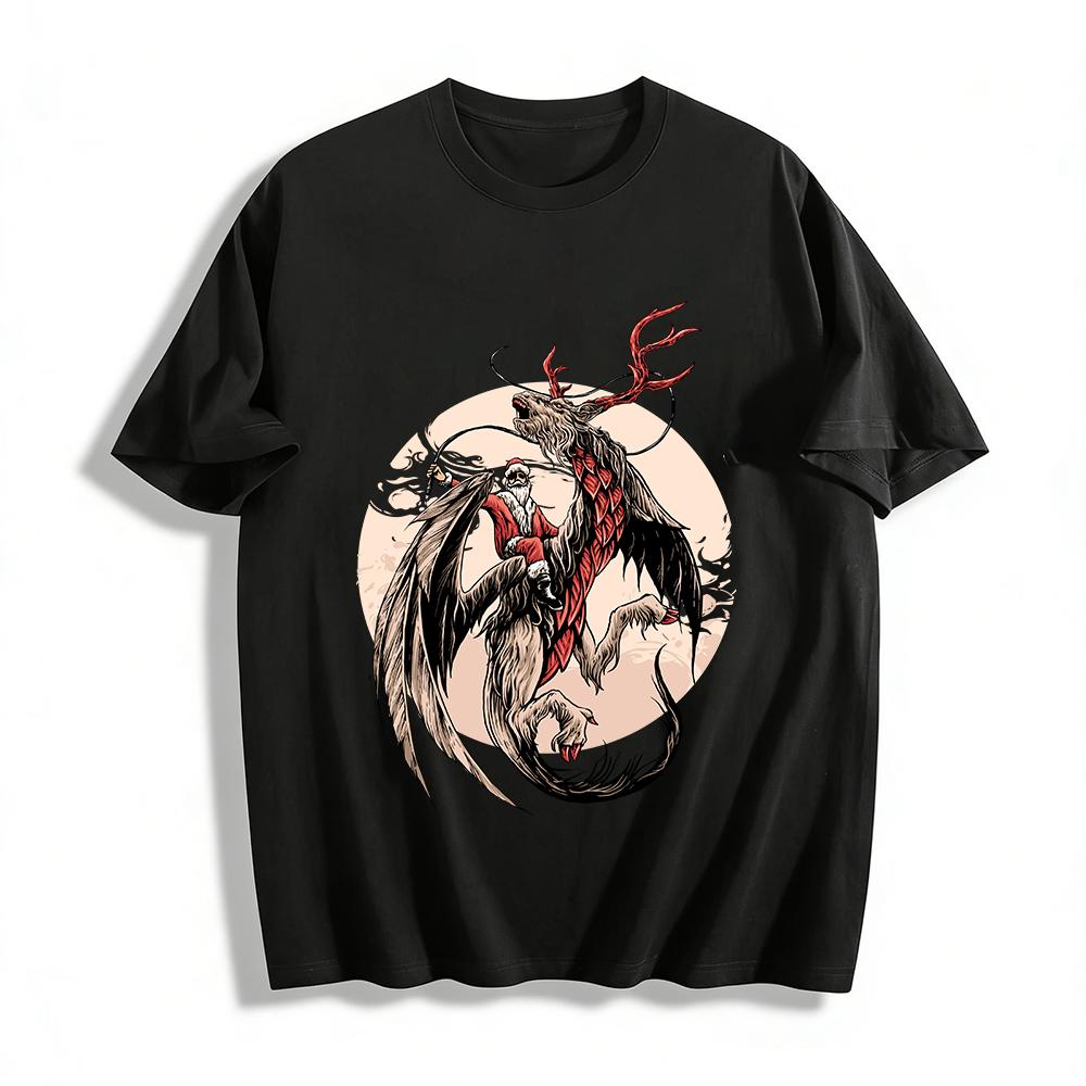

Santa Riding Dragon Graphic Christmas Cool Tee Pure cotton T-shirt XXS