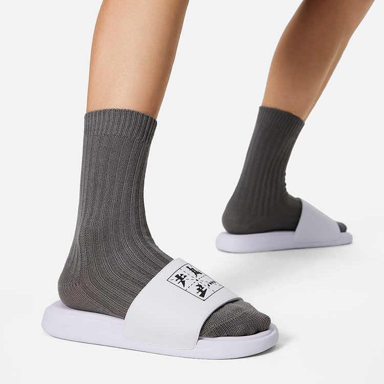 Li Ning LN Slipper Slip Resistant Abrasion Resistant Slide Slippers Men's White Black AGAU007-2