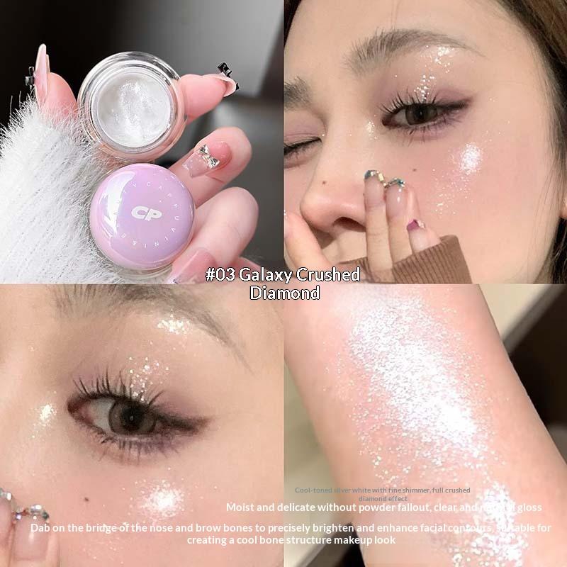 

Cappuvini Ultra-Fine Shimmer Highlighter Cream Waterproof Long-Lasting Makeup In Orange Blue For Eyes Cheeks Brightening Compact