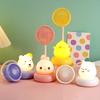Cartoon Animal Night Light Fan with Flexible Neck USB Rechargeable Bedside Light Desk Fan Low Noise Cooling Fan with Night Lamp
