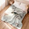 Close-up of a cat's eyes Flannel printed blanket suitable for all seasons suitable for living room office sofa and travel