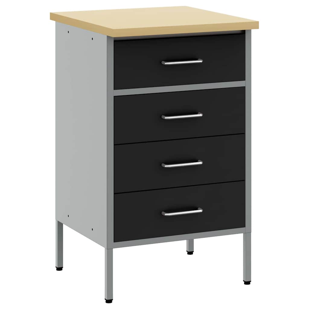 Workbench with Drawers Black and Gray 50 x 55 x 85 cm