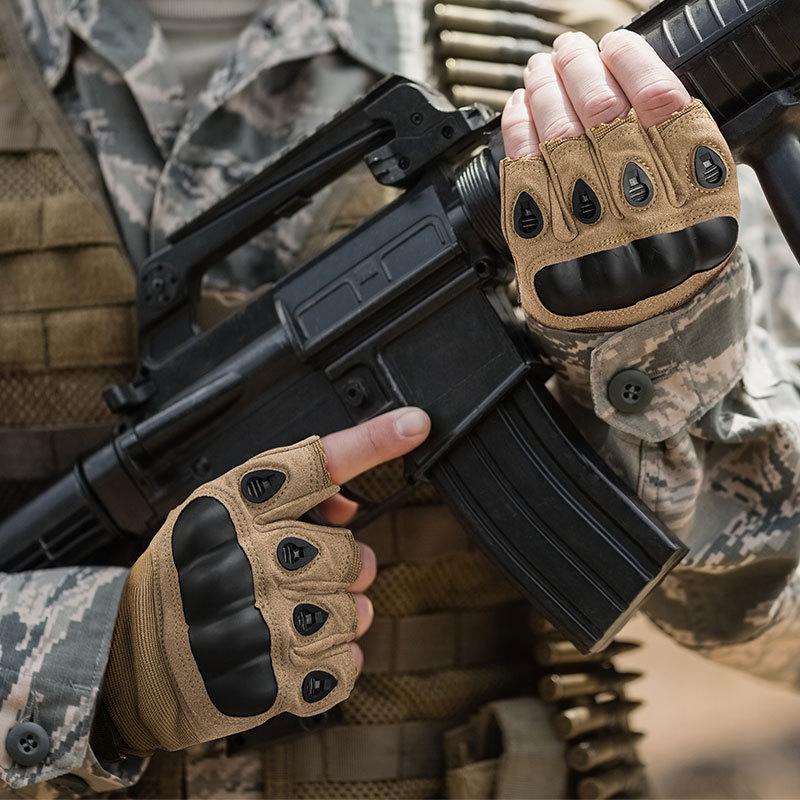 Half-Finger Tactical Gloves: Hard Shell Protection, Wear-Resistant, Non-Slip Combat Gloves for Outdoor and Shooting Sports.