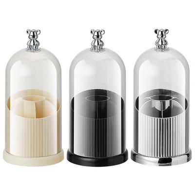 Desktop Makeup Brush Storage Bucket Cup Holder with Lid Large Capacity 7-Grids Design Transparent Cosmetic Storage Box Organizer