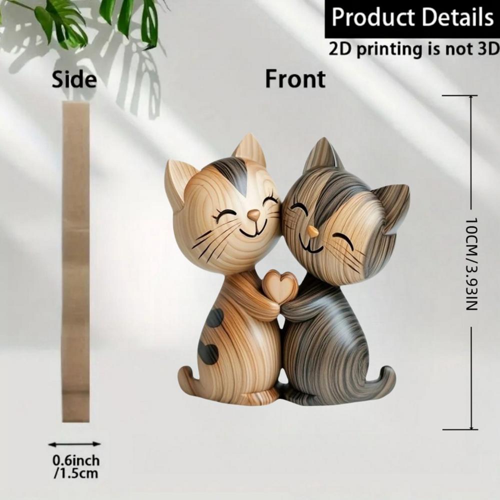 

Cat Sign 2d Wooden Couple Cat Desk Decorations Animal Home Decorations for Valentines Cabinet Cubicle Entryway Birthday Friends