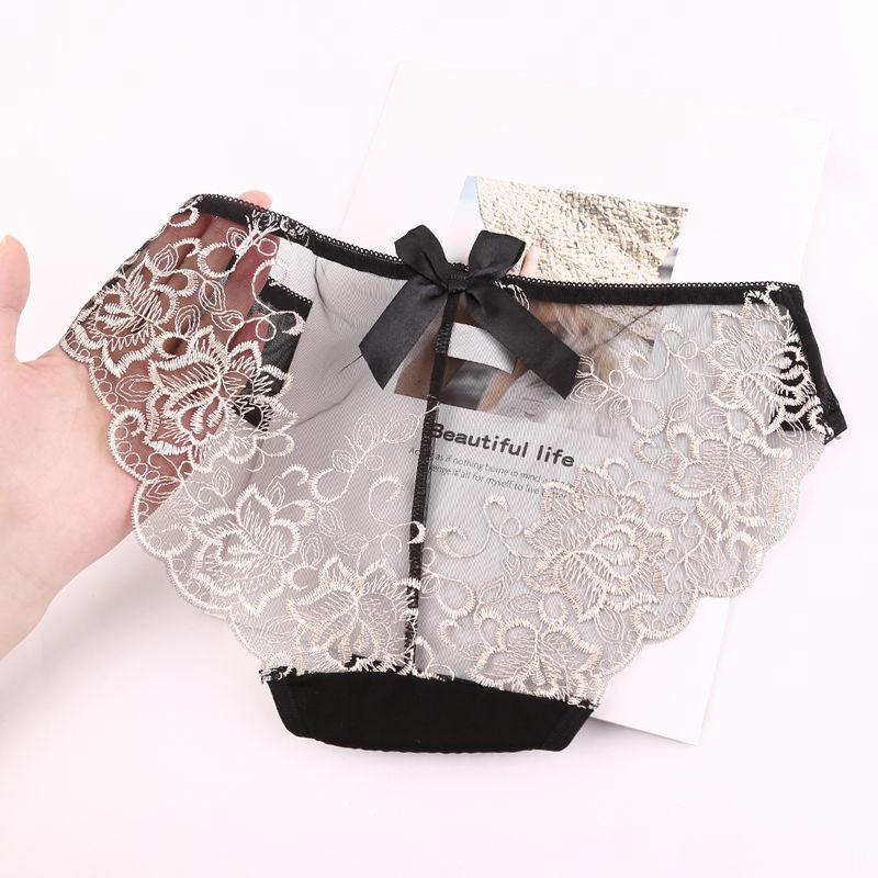 Women Transparent Panties Seamless Briefs Sexy Embroidery Underwear Women K58