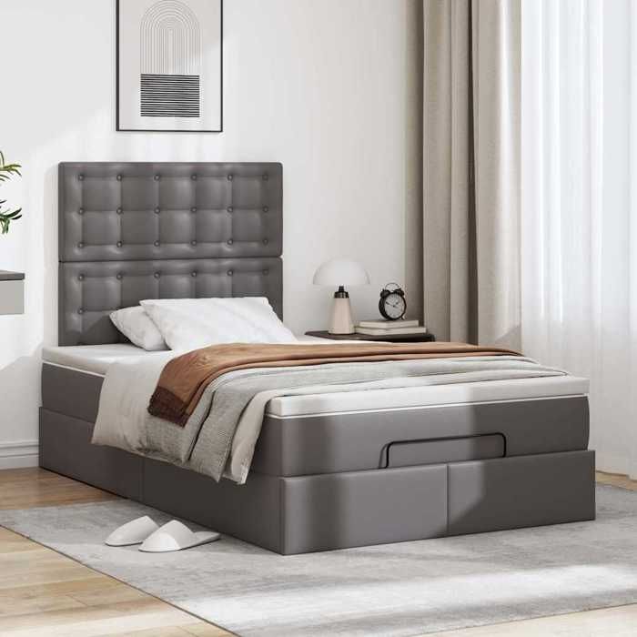 VidaXL Cadre de lit ottoman avec matelas gris 120x200 cm similicuir 3312999