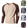 Men's Spring Autumn Fitness Sports Fashion Casual Colour Blocking Plaid Colour Blocking Sweater Round Neck Comfortable Skin-friendly Breathable Tops