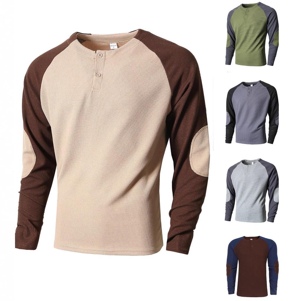 Męski Sweter Sportowy Fitness Casual Wiosna Jesień Blok Kolorów Kratka Blok Kolorów Okrągły Dekolt Wygodny Przyjazny dla Skóry Oddychający Top
