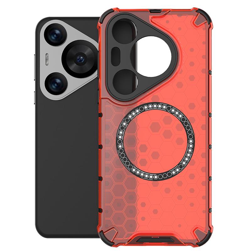 Applicable to Huawei Pura70Pro Honeycomb Magnetic Mobile Phone Case Honor 200Pro Airbag Honor X60 Protective Case