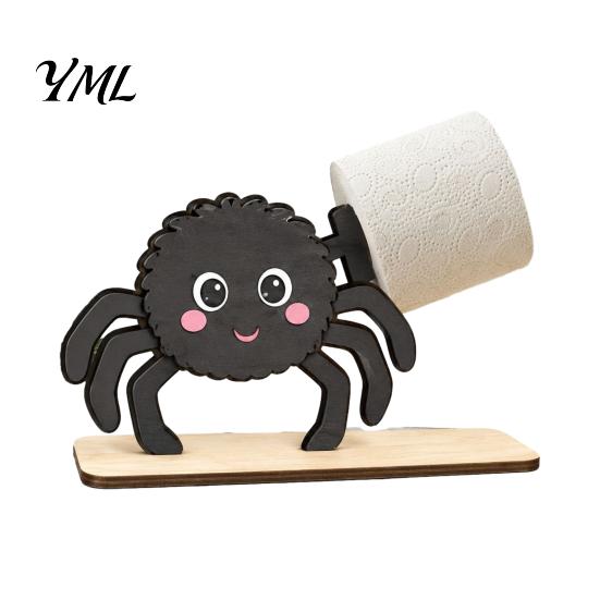 Funny Cartoon Skeleton Decor 2Pcs Halloween Paper Towel Holder, Animal Tabletop Roll Dispenser, Wooden Werewolf Decoration Tissue Stand for