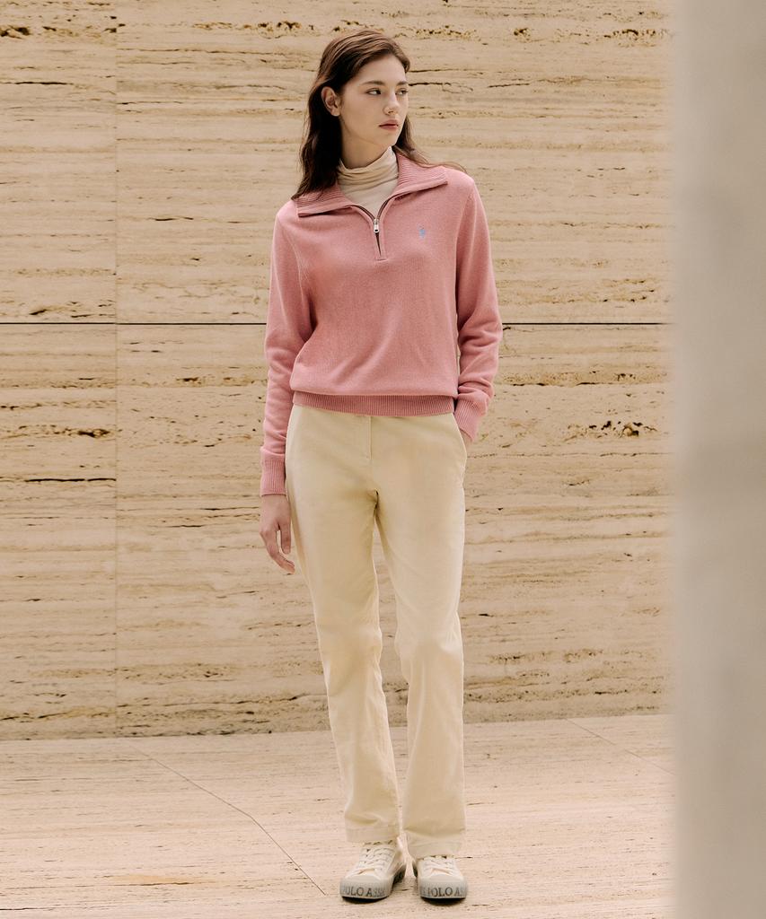 USPOLOASSN Plain Half-Zip Knit_Melange Pink