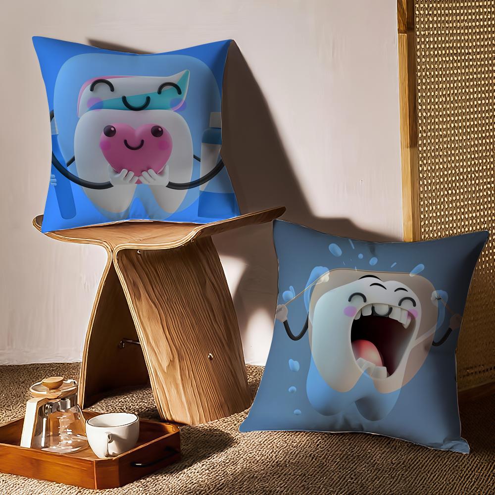 Cuscino per Divano Novità Clinica Dentale Dente Anime Federa Anti-acaro Cerniera Invisibile Morbido Peluche Corto