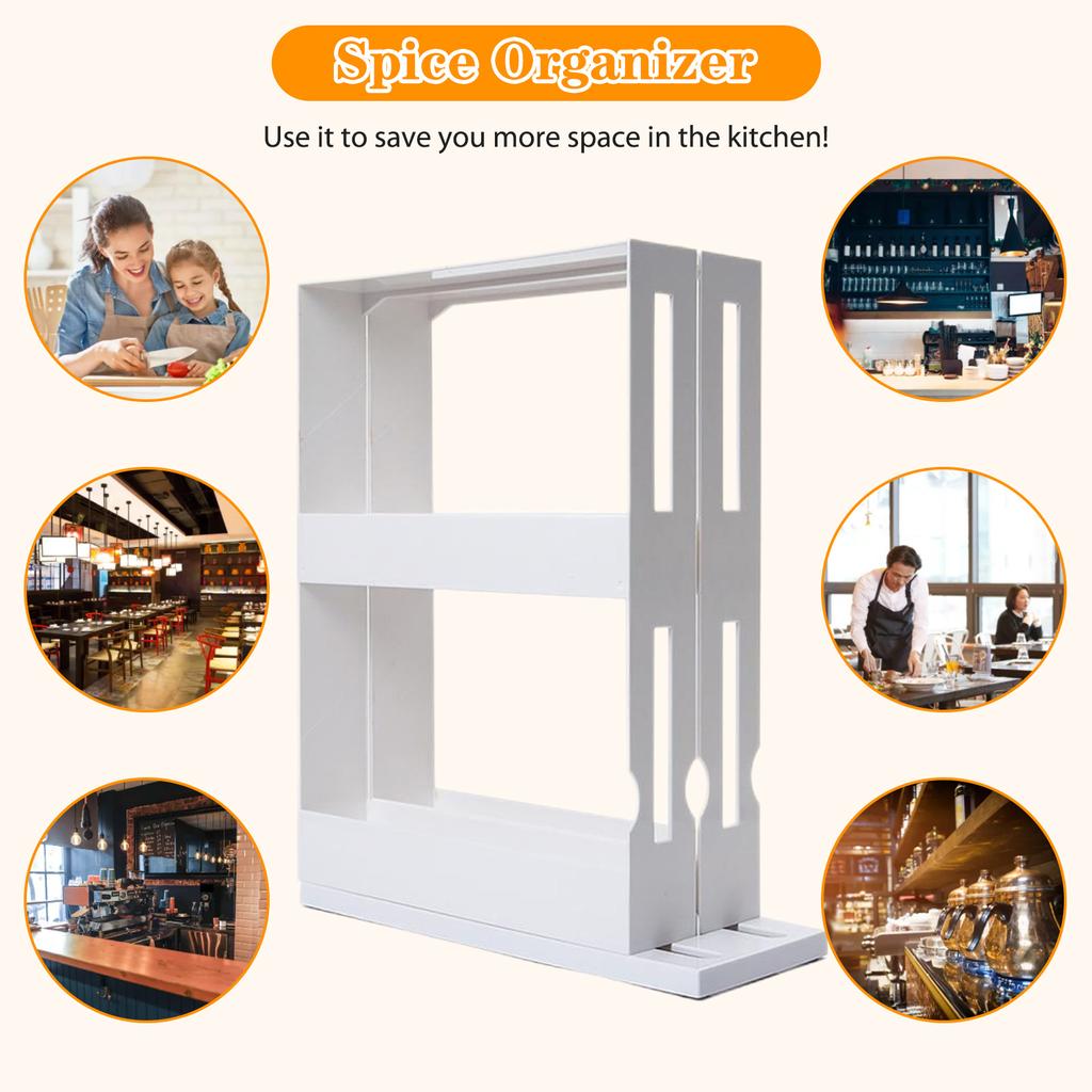 Portable Kitchen Storage Rack Multifunctional Pullable Rotatable Barbecue Seasoning Container Holder Household Use