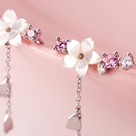 1 par dinglende øredobber Utsøkte hjerte kirsebærblomst rhinestones piercing krok øredobber