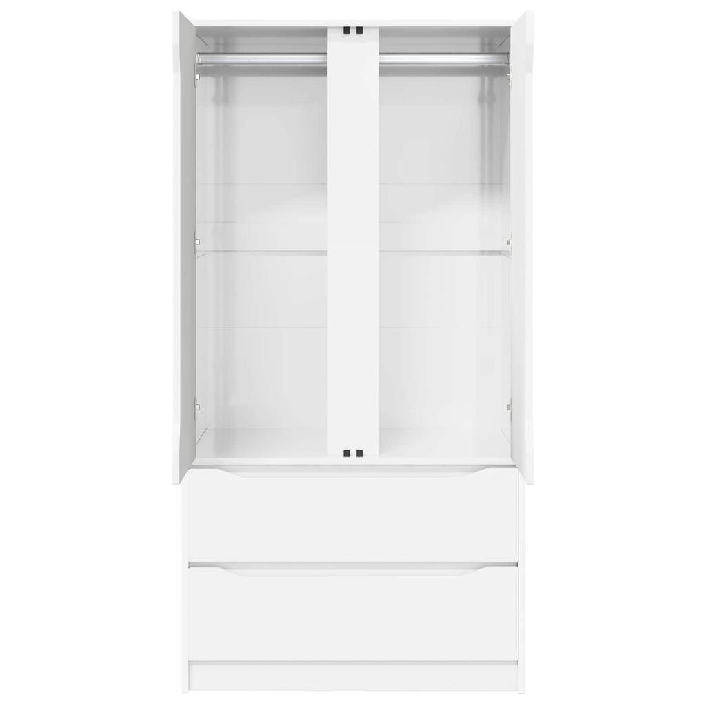 High Gloss White Wardrobe 79.5 X 49 X 156 Cm Particleboard
