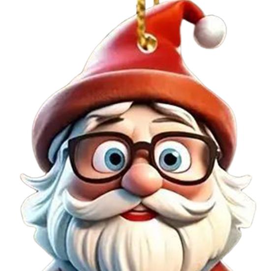 2 Pcs Christmas Ornaments Cartoon Snowman Santa Claus Acrylic Pendant Xmas Tree Hanging Decoration for Holiday Party Decor Car Accessories