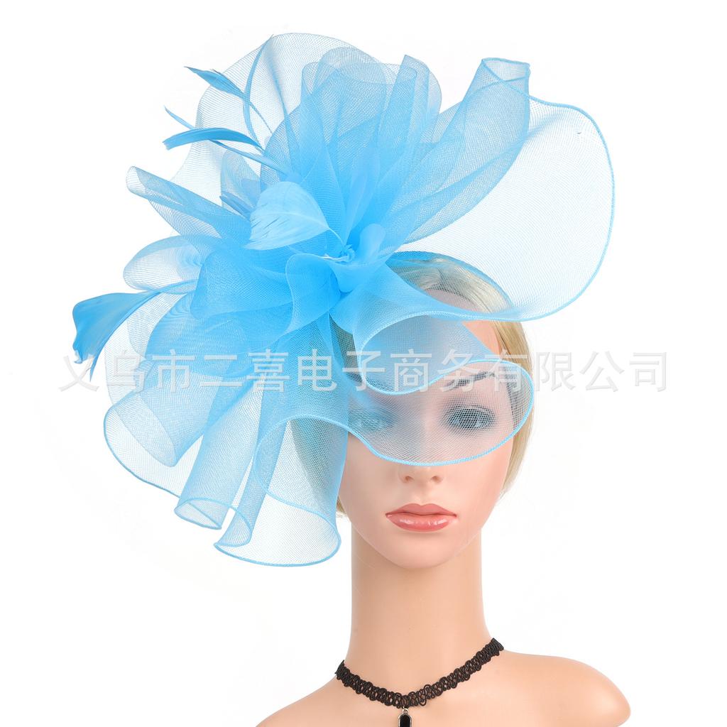 Fashion European and American Party Banquet Top Hat Mesh Cover Ball Headgear Boutique Hair Accessories Veil Wholesale