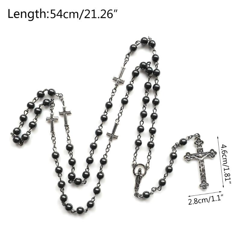 Fashion Handmade Round Beads Catholic Rosary Necklace for Cross Pendant Religious Jesus Necklaces Men Women Jewelry Charm Gift