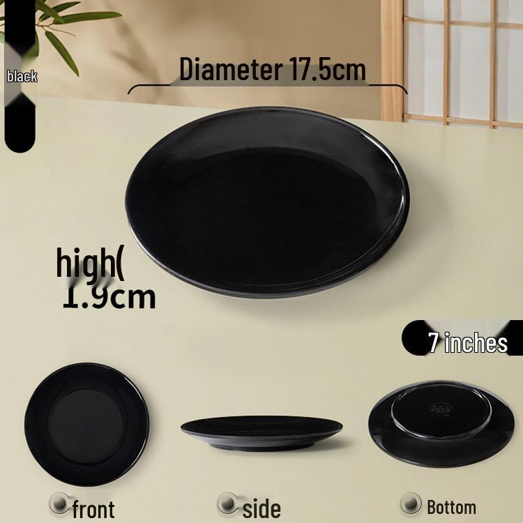 Melamine Round Plate: Porcelain-Look, Two-Color, for Commercial Use In Restaurants and Buffets - Perfect for Fast Food, Rice Bowls, and Cold Dishes.