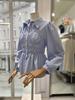 Satin Smoking Banding Long Sleeve Blouse S261k258