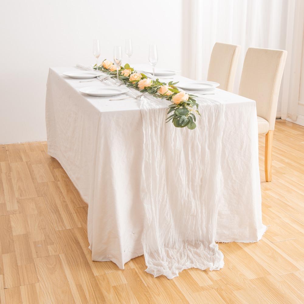 Polyester Fiber Cheesecloth Table Runner 90x400cm Pleated Table Runner Coffee Table