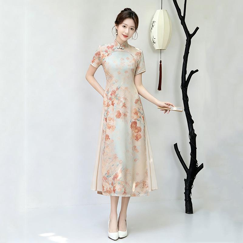 Skinny Aodai national style new Chinese Suzhou cheongsam improved young women's high sense daily wear dress