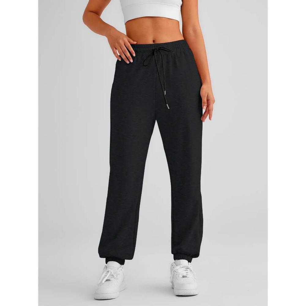 Solid Color Women Pants Pocket Long Women's Cinch Bottom Sweatpants High Waisted Athletic Joggers